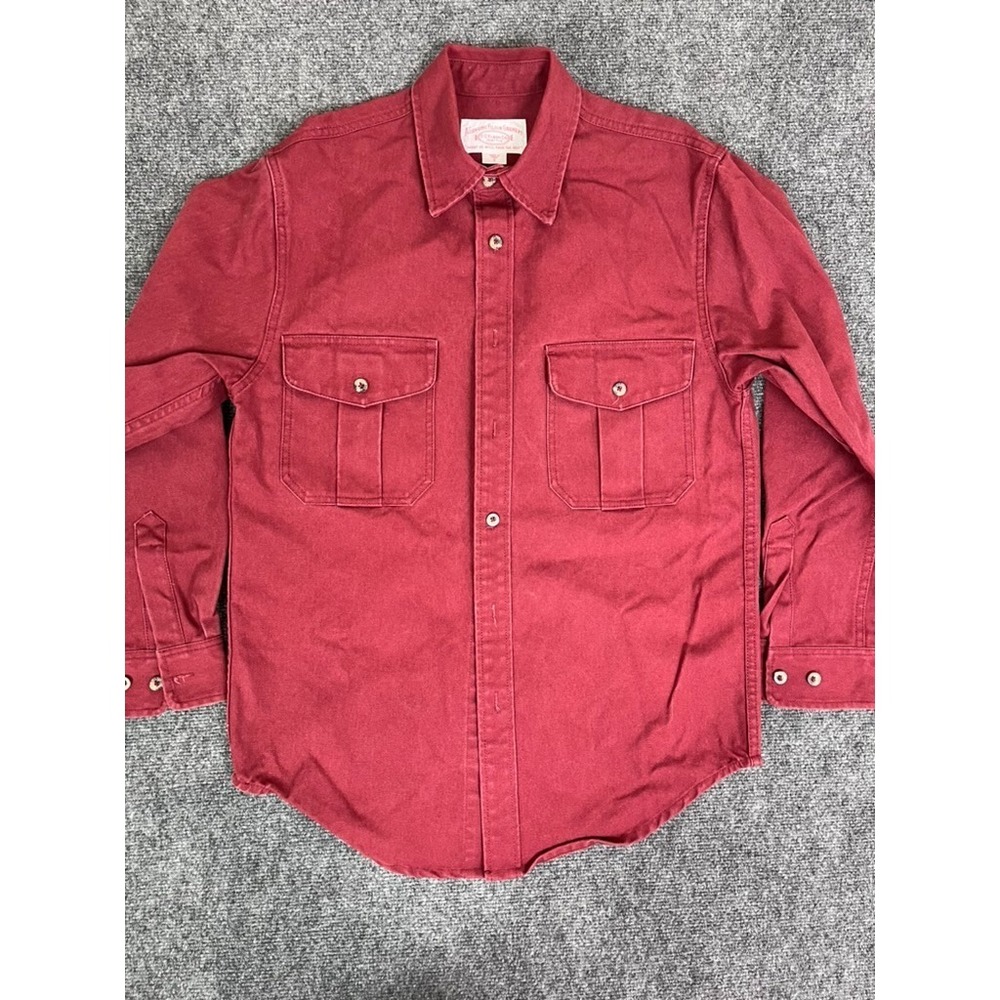C.C. Filson Mens Button Up Shirt Long Sleeve Dark Red Double pockets Size S - Picture 4 of 9